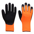 7 Gauge Hi viz Yellow Brushed Terry loops Acrylic liner Black Foam Latex Palm Coating Gloves For Winter